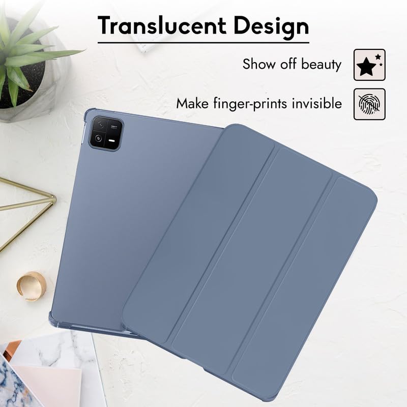 Image of Robustrion Cover for Xiaomi Mi Pad 6 Cover Case Flip Case Cover with Transparent Back for Xiaomi Pad 6 Cover 11 inch [Auto Sleep Wake Support] - Blue Grey