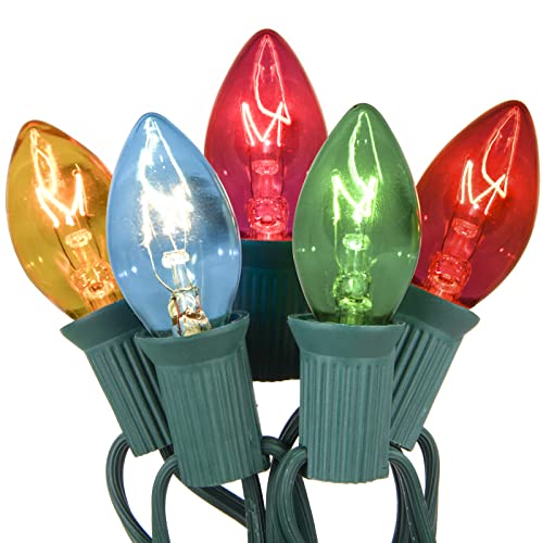 C7 Christmas Lights, 25Ft Outdoor Vintage Christmas String Lights with 27 Clear Multicolor Incandescent Bulbs (2 Spare), Hanging Roofline Lights for Holiday Garden Patio Backyard Christmas Tree Decor C7 Christmas Lights, 25Ft Outdoor Vintage Christmas String Lights with 27 Clear Multicolor Incandescent Bulbs (2 Spare), Hanging Roofline Lights for Holiday Garden Patio Backyard Christmas Tree Decor