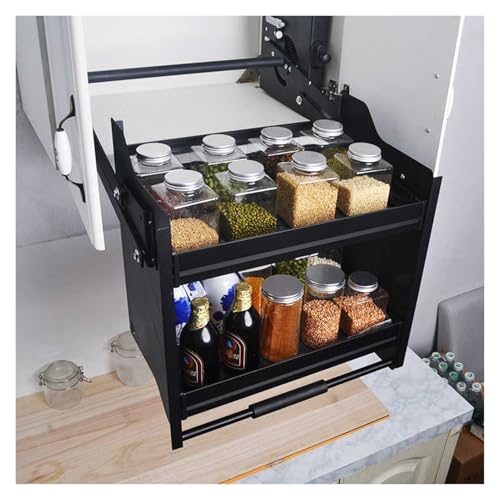 Genérico Estante Almacenamiento Gabinete Desplegable De 2 Niveles, Cesta Elevadora Gabinete Pared,estante Condimentos For Bar/cafetería,soporte Carga De 30kg(360x280x555mm)