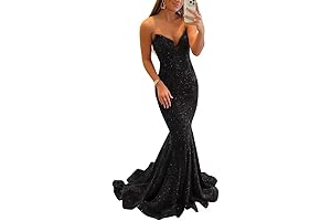 Mermaid Black Prom Dress Sequined Evening Gown