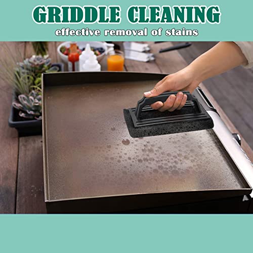 Griddle Cleaning Kit 4Pcs, Hasteel Griddle Scouring Pad Cleaner With Handle, Heavy Duty Flat Top Grill Cleaning Brush For Hot & Cold Surface Commercial Household Uses #TOP3