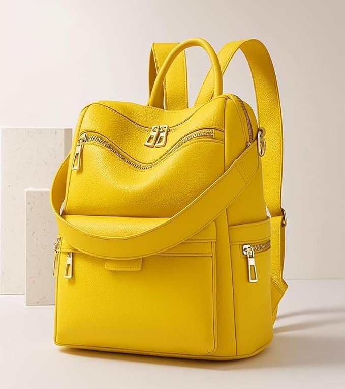 Image of Leather Backpack for Women | Large Capacity | College and Office use | PU Leather | shoulder bag for Ladies,