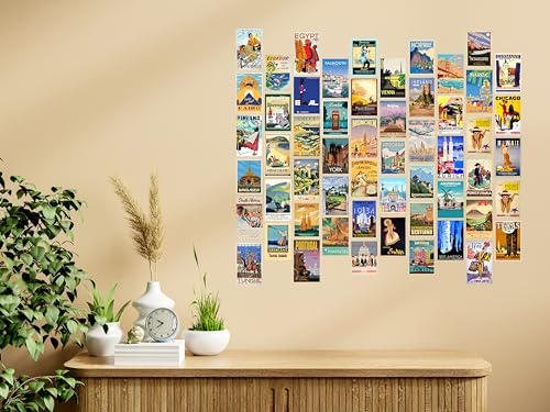 Image of Craft Qila Cardstock Travel Vol 1 Pack Of 54 Aesthetic Wall Collage Kit, Girl Room Decor, Dorm Decor, Photo Collage Kit, Wall Collage