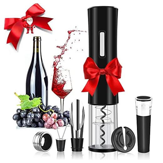 Rovtop 5 en 1 Sacacorchos Eléctrico Abrebotellas eléctrico de Automático de Acero Inoxidable Profesionalpara Vino/Cava Funciona con pilas 4 *AA (No Incluyen)