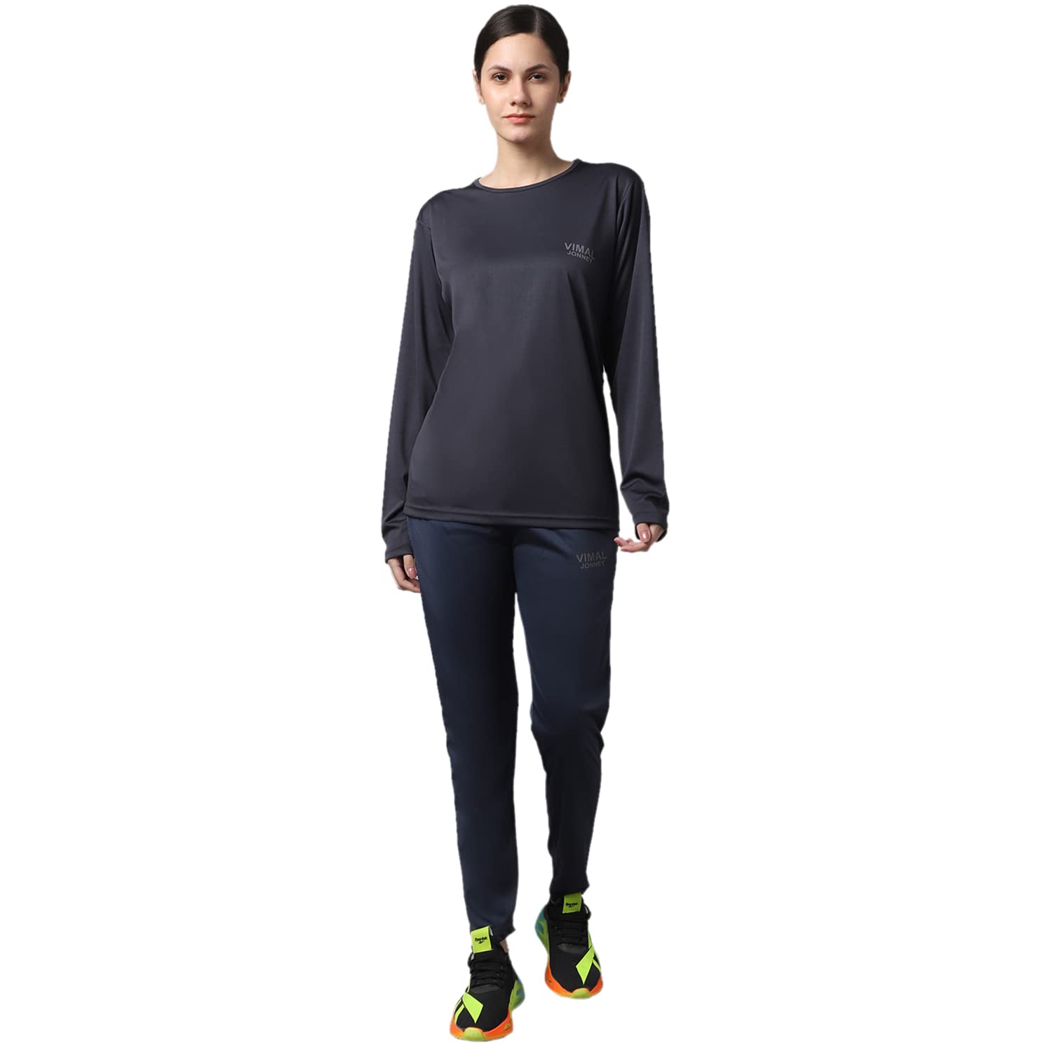 Mack Jonney Dryfit Lycra Tracksuit Co-ord Set for Women-DRY_BLK_T_FS_D10_002-P