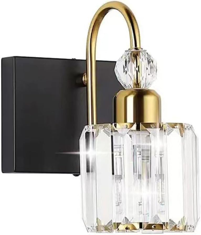 Modern Black and Gold Wall Light Crystal Vanity Light Luxury Vintage Wall Lamp for Bedroom Bedside Table Gothic Crystal Black Wall Sconces Mid Century Hallway Light Fixture Wall Mount