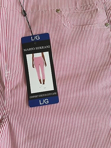 Ladies' Roll Comfort Stretch Cuff Capri | Pink/White, XXL3