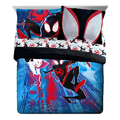 Image of Jay Franco Marvel Spiderman Across the Spider-Verse Glitch 7 Piece Queen Size Bed Set - Includes Comforter & Sheet Set Bedding - Super Soft Fade Resistant Microfiber (Official Marvel Product)