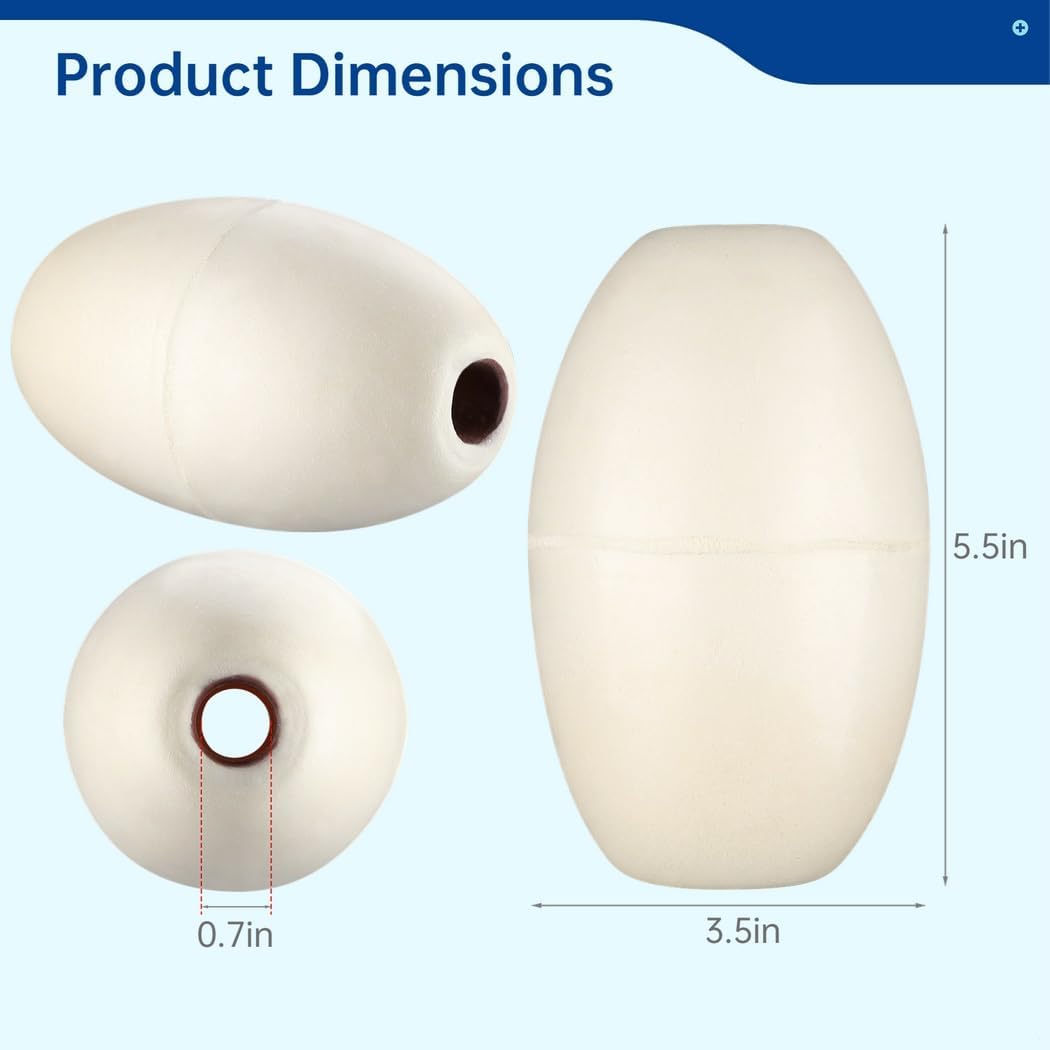 Floating Rope Buoys, 6-Piece Set, 0.7” Hole, Oval 3.5” X 5.5” for Boat, Pool, Fishing, Lines