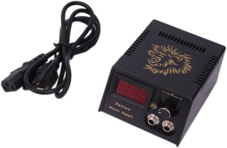 1TattooWorld Digital Tattoo Machine Power Supply Kit with Stainless Steel Foot Pedal and Clip Cord, OTW-P026-2.1