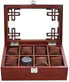 8 Grids: This Wooden Watch Storage Box comes with 8 insert grids, fitting most kinds of watches, you can store 8 of your most valuable watches in this compact and safe manner while going around the world.