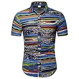 Camisa hawaiana suave y cómoda: esta camisa hawaiana con botones está confeccionada en lino de algodón. Tejido suave, cómodo, transpirable, ligero y agradable para la piel. El tejido único permite respirar y mantenerse fresco incluso en temperaturas cálidas.