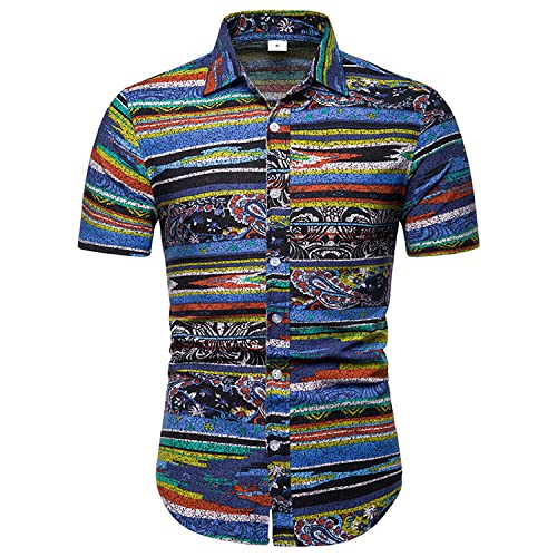 Chemise zèbre peinte en coton lin | Motif vintage bohème pour homme