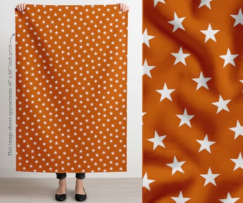 Image of Soimoi Orange Cotton Canvas Fabric Stars Star Printed Fabric 1 Meter 58 Inch Wide