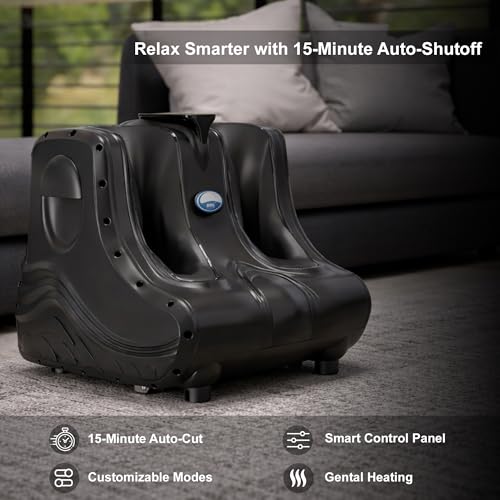 Image of AROGYA Foot, Calf & Leg Massager For Pain Relief, 3 Modes Kneading or Rolling Massage with Vibration & Heat Therapy For Pain Relief & Relaxation Improved Blood Circulation Automatic Massager (Black) (1 Year On-Site Warranty)