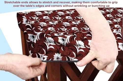 Image of The Furnishing Tree Elastic Rectangular Dining Table Cover WxL 36x63 in Inches Polyester Floral Pattern Magenta