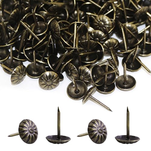 500 Pièces Clous de Tapissier, Basicon Robuste 17X11 MM Bronze Clous Tapissier Décoratifs Clou Rétro DIY Clous d'Ameublement pour Meubles Canapés Fauteuils...