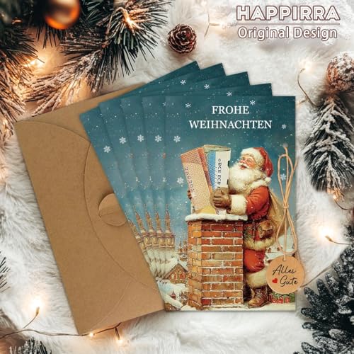 Happirra 5 Weihnachtskarte Geldgeschenk Weihnachten, Weihnachtskarten Nostalgisch mit umschlag Set, Geldgeschenke Gutschein Verpackung Weihnachten Geldkarte, Nikolaus Geschenke