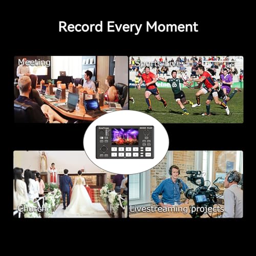 Image of Mixer Plus Compact Video Switcher 4 HDMI with 4''Built-in Screen, Portable Live Streaming Switcher for Multi-Camera, Online Class, Event, YouTube, OBS, Zoom