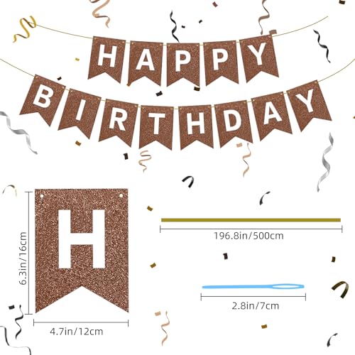 Image of Hooqict Happy Birthday Banner Brown Birthday Party Decorations Backdrop for Kids Adults Celebrations Brown Chocolate Party Banner Sign Wall Porch Door Hanging Garland