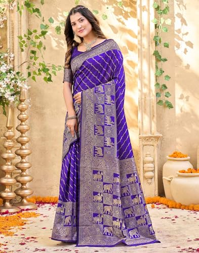 Image of SIRIL Women's Banarasi Silk Saree Pure Silk Saree With Unstitched Blouse Piece