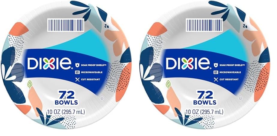 Dixie Small Paper Bowls, Microwave-Safe, Soak-Proof, Disposable Bowls Great For Snacks, Dessert, And Light Lunch Meals