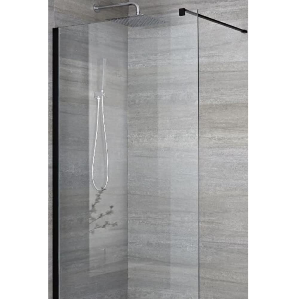 Milano Nero Black Shower Enclosure 1200mm Linear Drain - 700mm