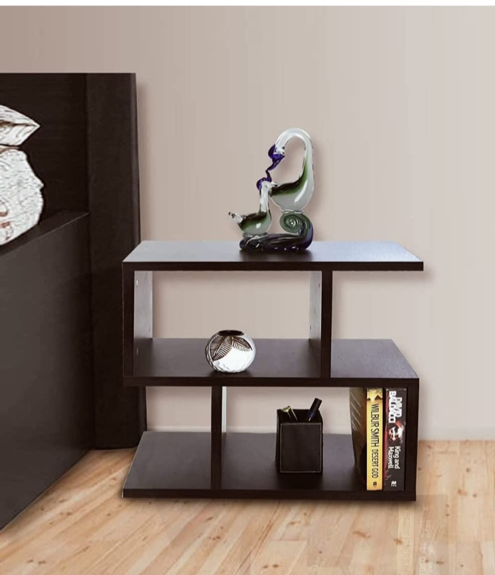 NOYOTA Corner Table for Book Storage Brown Engineered Wood Bedside Table (Finish Color - Brown, DIY(Do-It-Yourself)) Brown Side Table(Coffe Table)-image-0