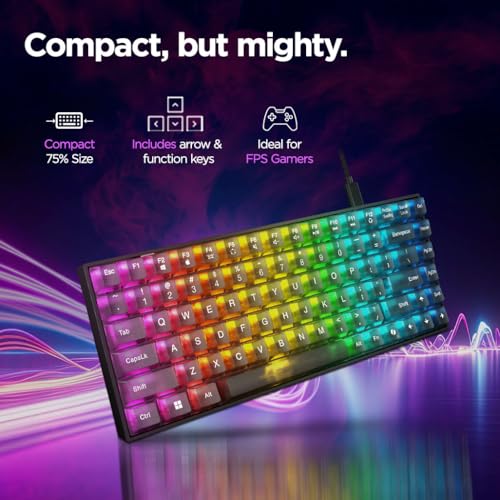 Image of Lenovo Legion K510 Mini Pro Gaming Keyboard, 16.8 Million Colors RGB Per Key, Programmable |100% Anti Ghosting Mechanical switches |Customizable| USB 2.0 Interface |3 Yr Warranty | Black + Traslusent