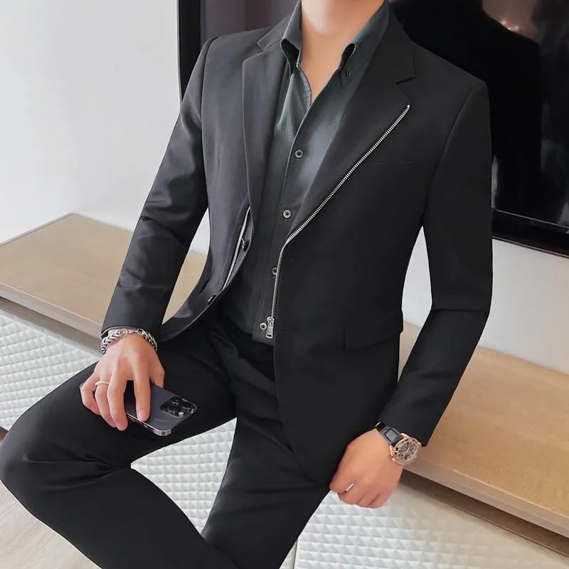 Zipper Suit Jacket Men's Spring Slim-fit Business Leisure Suit Business Casual Blazer2