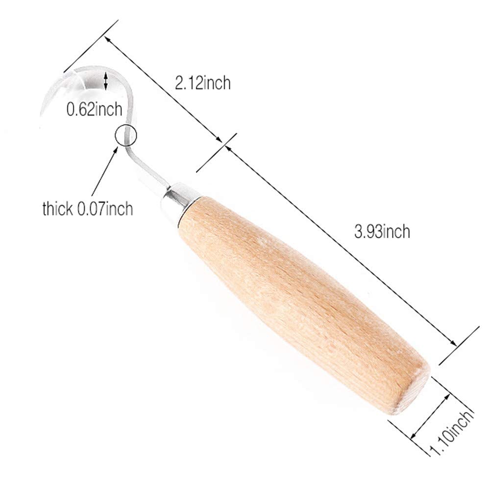 Cuchillo de Gancho para Tallar Madera, Cuchara de Madera Tallada para adultos, Silencioso Hueco con Mango Ergonómico y Diseño Curvado para cucharas, cuencos, manualidades