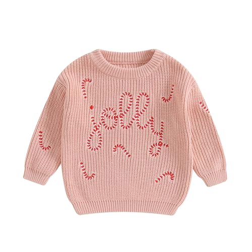 Image of Lnzyyephy Toddler Baby Boy Girl Christmas Sweater Letter Embroidery Pullover Sweatshirt Knitwear Infant Fall Winter Clothes