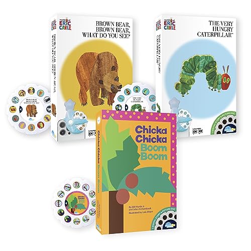 Image of Moonlite Storytime 3-Story Bundle, Requires Projector (Sold Separately), The Very Hungry Caterpillar, Brown Bear, Chicka Boom, Vibrant Storybook Art Projections with Sound Effects & Music