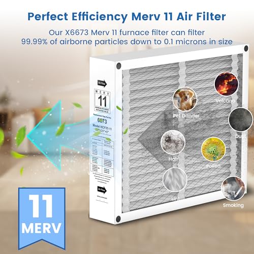 Image of 2 Pack X6673 20x25x5 Replacement Air Filter for Lennox X6673 HCF20-11, FC100A1037, Furnace HVAC System, MERV 11, Foldable Design(Actual Size: 19.75 x 24.75 x 4.38 Inches)