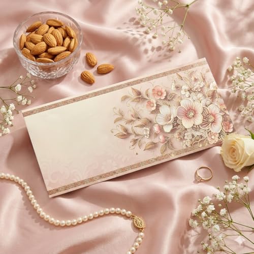 Image of Fonsie cash shagun fancy design envelopes pack of 75 for gifting money on wedding gift, baby shower, shagun, family gatherings(Floral).