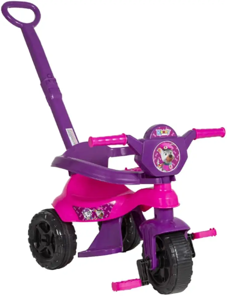 Kendy, Triciclo Infantil, Kemotoca BABY DOG ROSA, com Haste