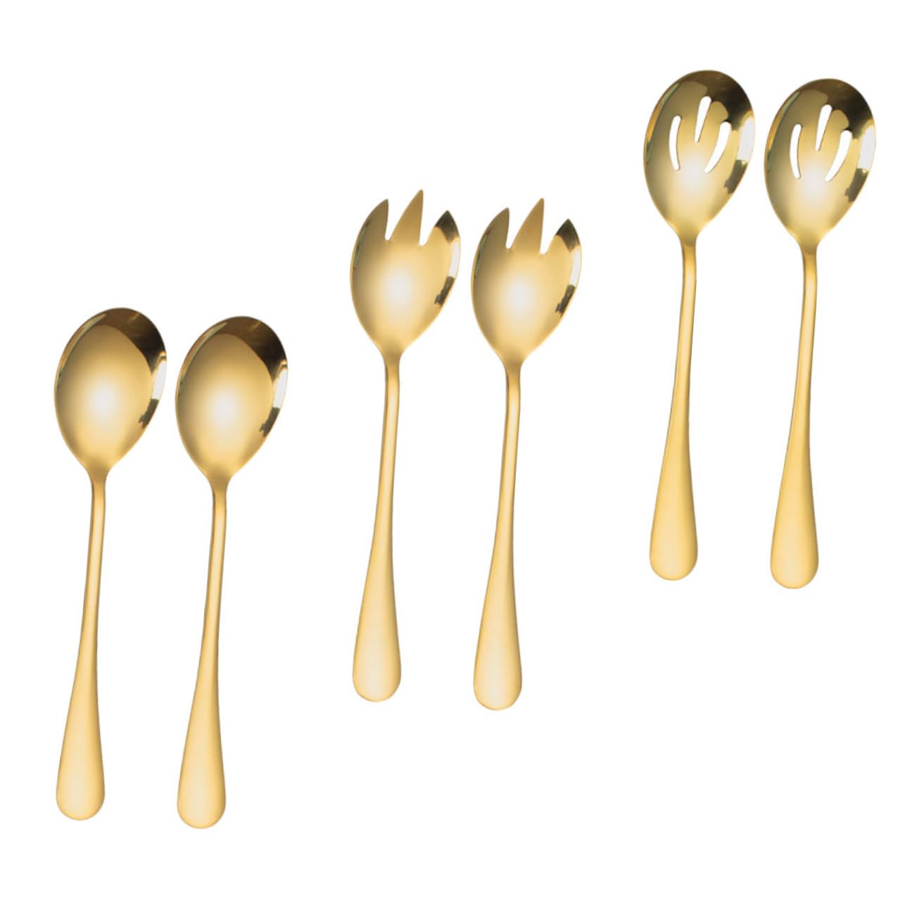 Ciieeo 1Set Stainless Steel Salad Utensil Includes Salad Spoons Salad Forks Slotted Spoons Cutlery for Home Parties and Restaurants Elegant Finish