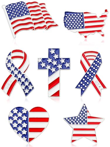 Image of JUNEBRUSHS 28 pcs American Flag Lapel Enamel Brooch Pins for Memorial Day 4th of July Veteran Gifts Pins Souvenir Hat Men Women Patriotic Clothes Backpacks Decor Accessories