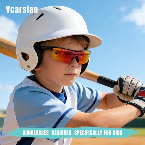 Image of Kids Sunglasses Youth Baseball Sunglasses for Boys Girls 3-12 Polarized Softball Sports Goggles UV Protection