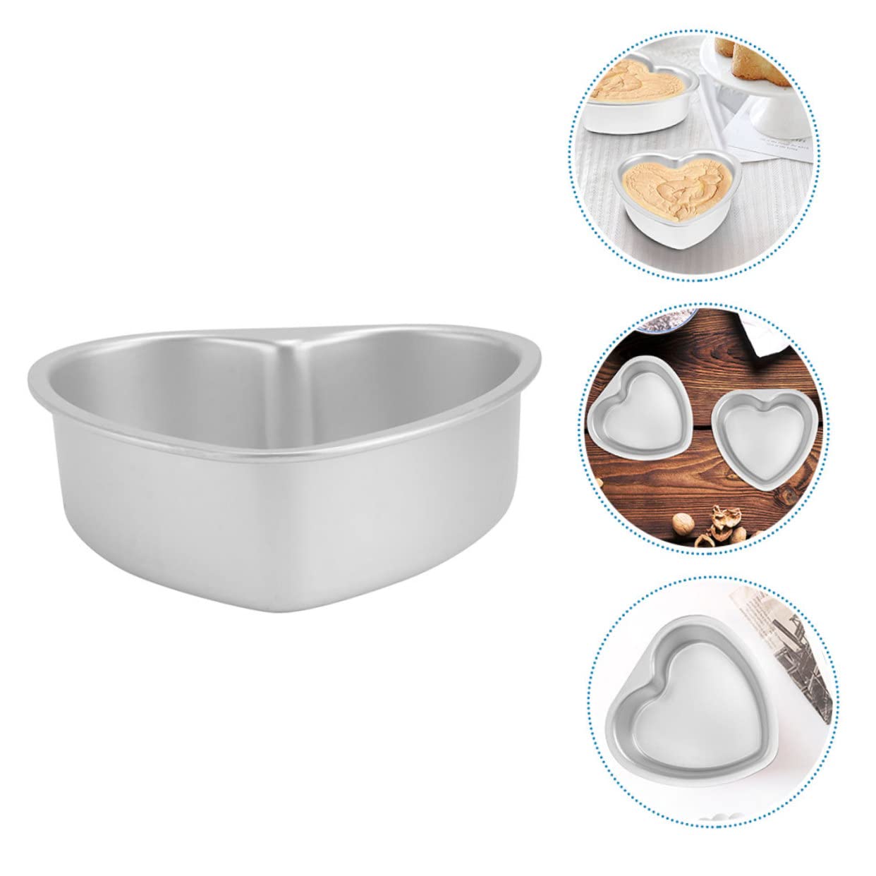 TOPBATHY Moules à Gâteaux Antiadhésifs Forme Cœur en Alliage D'aluminium Argentés 2pcs sans Bavures pour Cuisson et Pâtisserie Artisanale