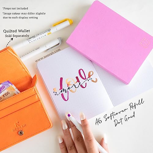 Image of NEORAH -A6 Dotgrid Notebook SOFT COVER Organiser REFILL|Dotted notebook Journal | 110 GSM |160 pages (Size 14.8 cm x 10.5 cm) Planner Journaling Writing Note Taking Diary,Travellers journal- LAVENDER
