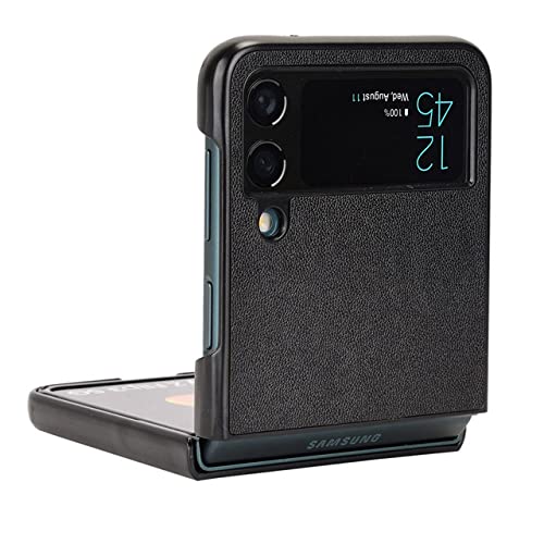Étui Samsung Galaxy Z Flip 3 5G coque arrière noire unie en cuir