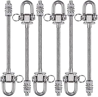 SELEWARE Heavy Duty Swing Hooks, 6 Pcs Swing Bolts M10 x 235mm for Wood and Steel Beam Yoga Hammock Chair Porch Swing Sets Seat, Stainless Steel Swing Hangers