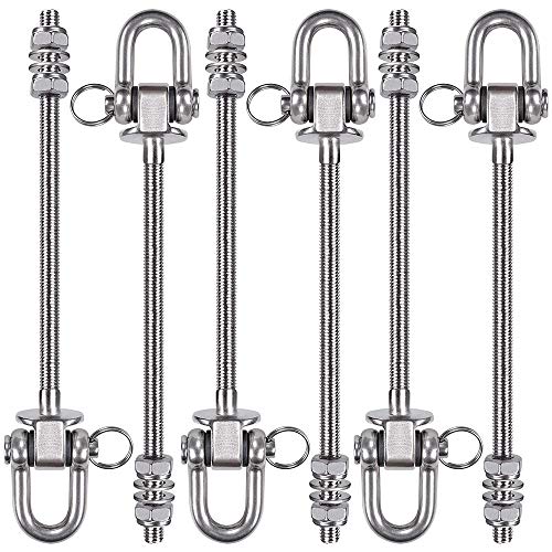 SELEWARE Heavy Duty Swing Hooks, 6 Pcs Antirust Stainless Steel Beam Hanger For Wood and Steel Beam Yoga Hammock Chair Porch Swing Sets Seat, 1800LB Capacity Swing Hangers 9.25