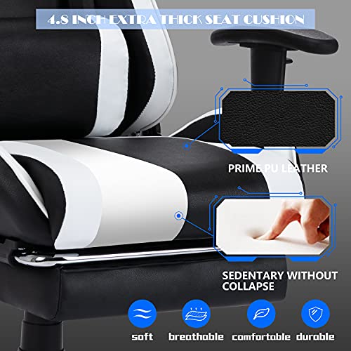 ALEAVIC-Silla-Gamer-Silla-Gaming-de-Respaldo-Alto-Silla-Ergonomica-de-Oficina-con-Reposapies-RetractilBlanco