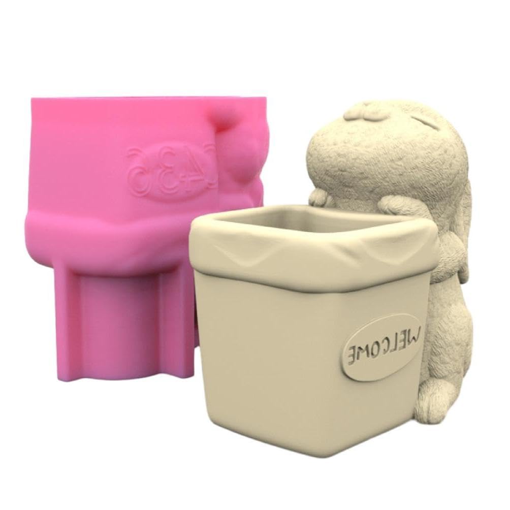 Moule pot fleur en silicone lapin mignon pour moulage bricolage DIY