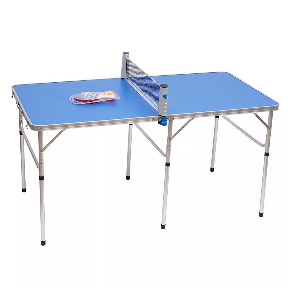 Tavolo da ping pong, pieghevole, mini tavolo da ping pong portatile, tavolo da ping pong con palline, racchetta e rete, 152 x 76 x 76 cm