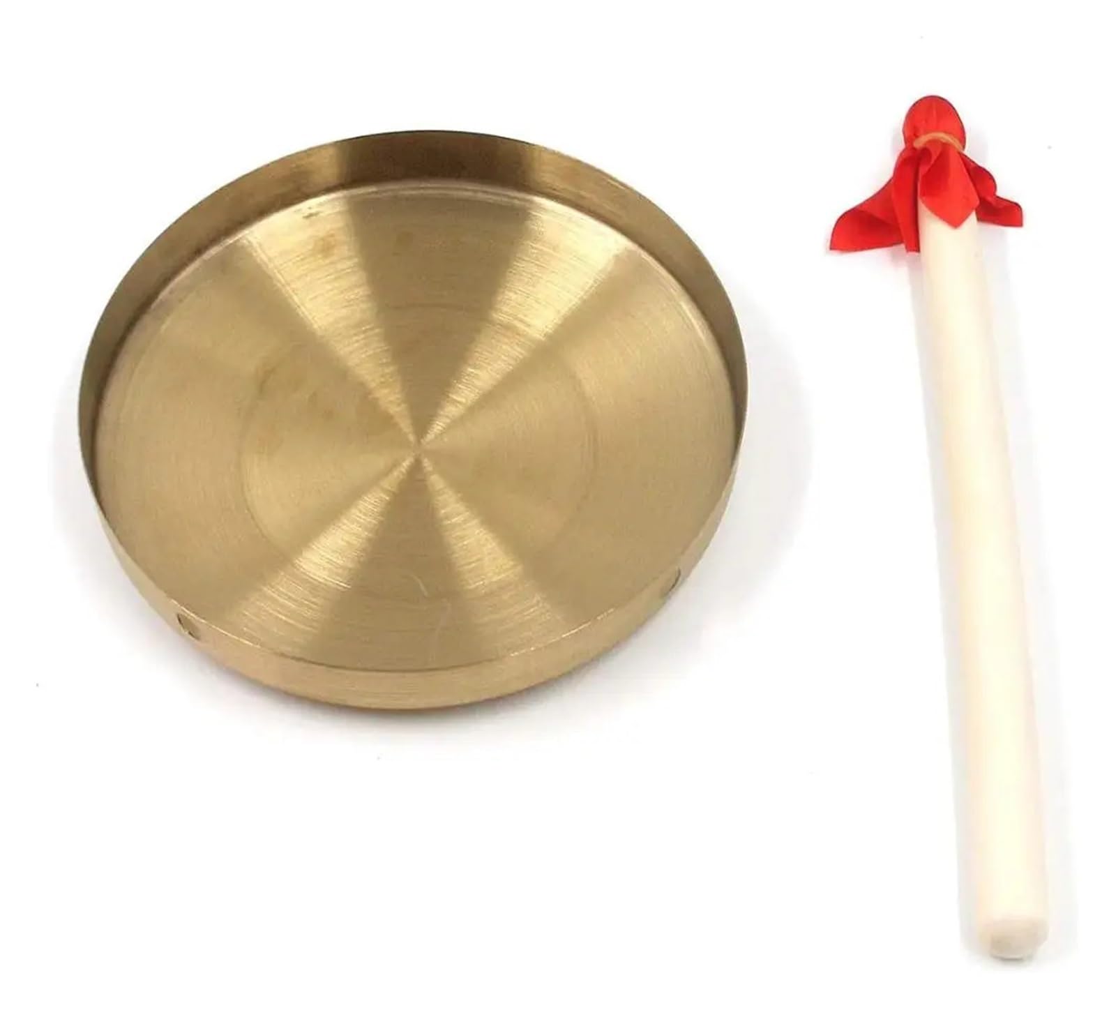 Címbalos chinos portátiles de latón, Gong chino de latón dorado de 15 a 32 cm con mazo de madera(22 cm)