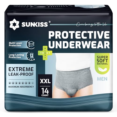 SUNKISS Incontinence Underwear for Men,Daytime Disposable Adult Pull Ups,Mens Protective Briefs with...