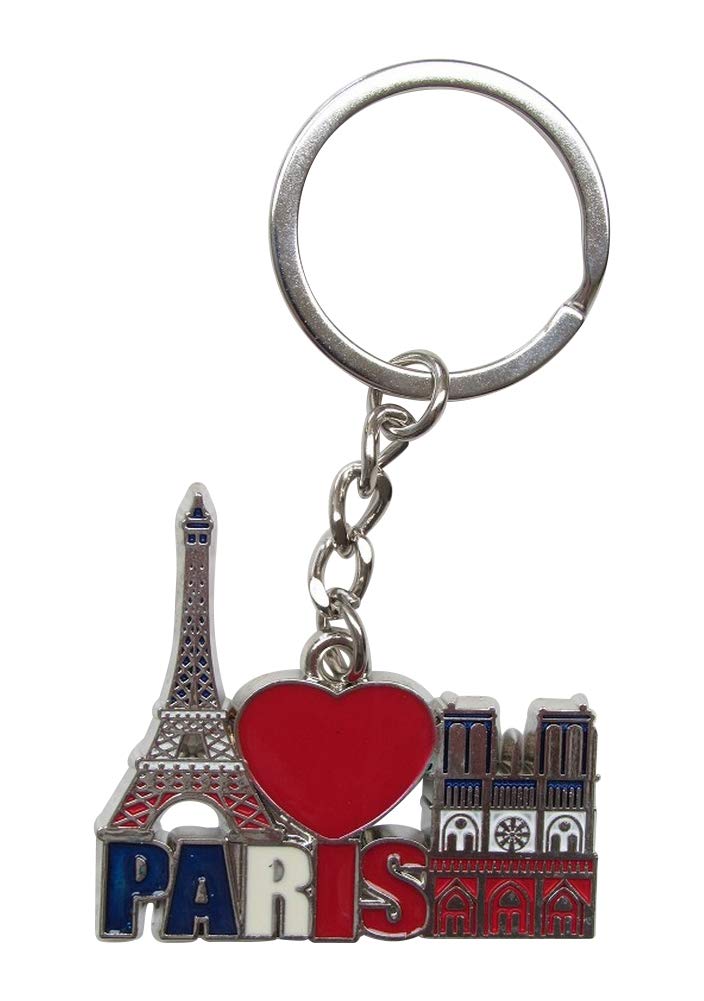 Générique Keyring, bag jewellery, Eiffel Tower and our Lady of Paris Cathedral made of steel., Multicolored